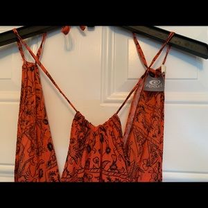 NWOT Mid length ladies dark orange/blk dress. Sz 8